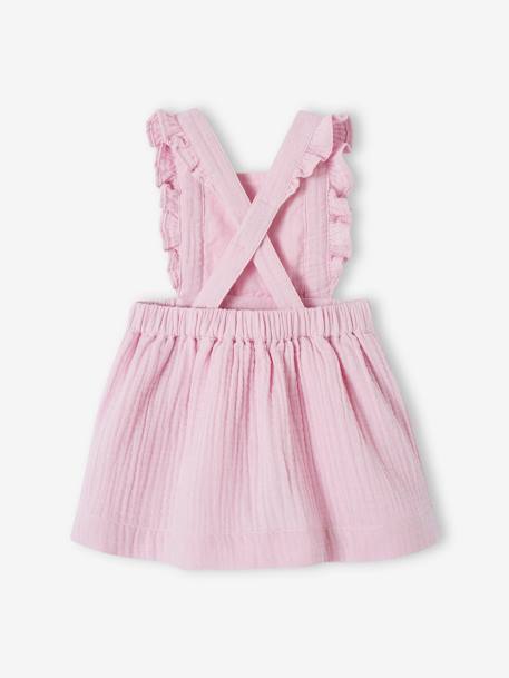Vestido peto de gasa de algodón, para bebé caramelo+lila+ROSA MEDIO LISO+VERDE MEDIO LISO 