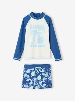 Niño-Bañadores-Conjunto de bañador antirrayos UV de camiseta + bóxer, para niño