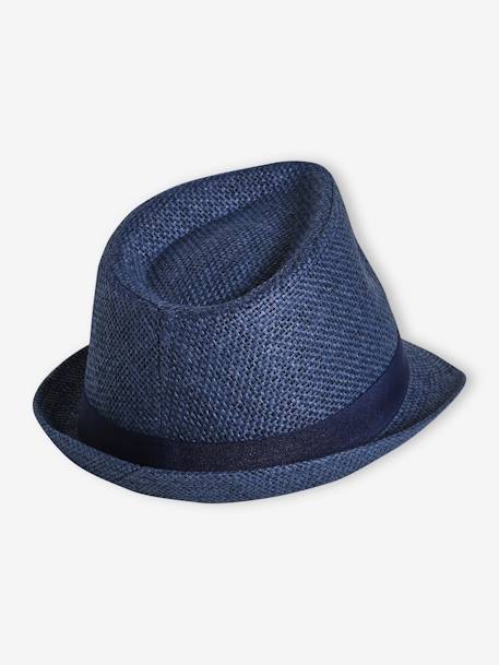 Sombrero panamá aspecto paja, para niño azul marino 
