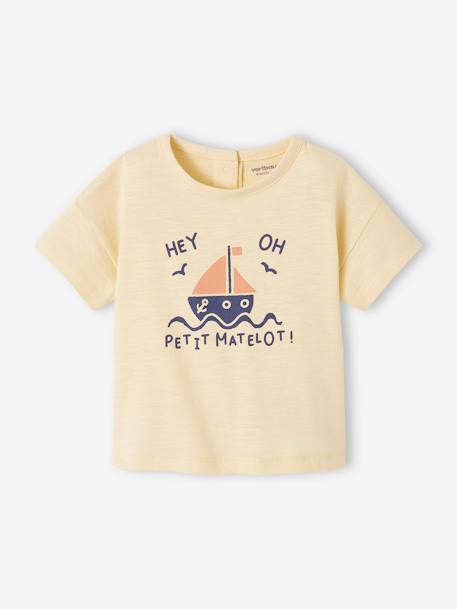 Camiseta 'animales marinos' de manga corta para bebé amarillo pálido+BEIGE CLARO LISO CON MOTIVOS+verde agua 