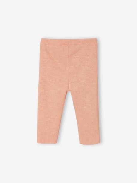 Leggings de canalé para bebé - Basics beige jaspeado+rosa 