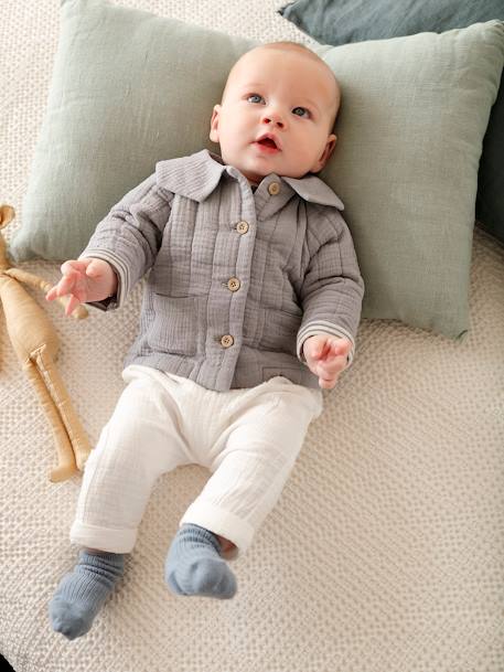 Chaqueta de gasa de algodón personalizable para bebé azul jeans 