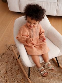 Vestidos-Vestido bordado de gasa de algodón para bebé