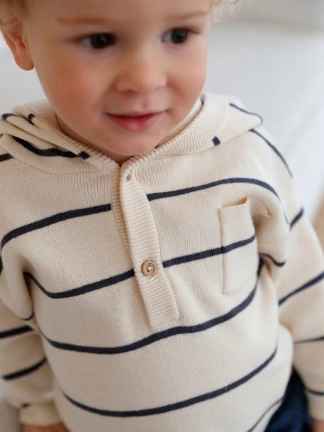 Bebé-Sudaderas, jerséis y chaquetas de punto-Jerséis-Jersey a rayas con capucha para bebé