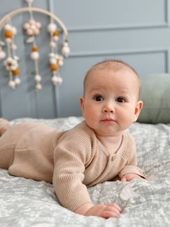 Preparar la llegada del bebé - Homewear Futura mamá-Conjunto 3 prendas de punto tricot: chaqueta, pantalón y patucos para bebé recién nacido