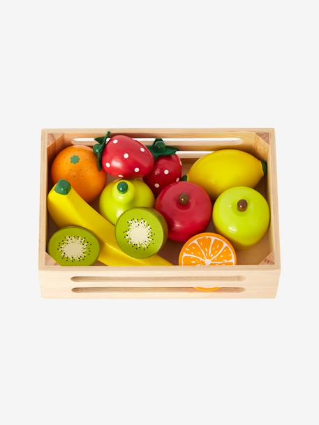 Caja de frutas de madera para jugar a las cocinitas multicolor 