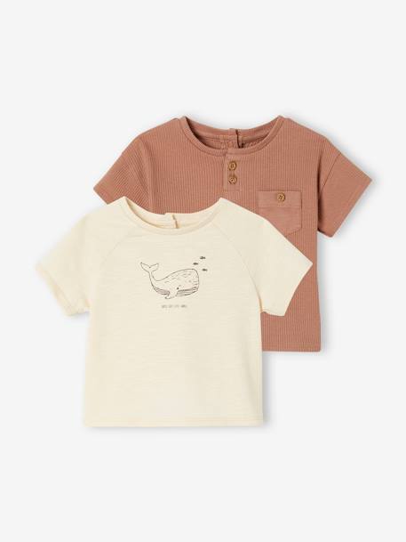 Bebé-Pack de 2 camisetas de algodón orgánico para bebé recién nacido