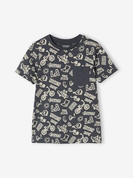 Camiseta de manga corta con motivos gráficos, para niño arcilla+azul pizarra+blanco jaspeado+canela+gris oscuro+liquen+nuez de pacana 