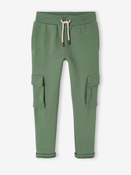 Pantalón jogging con bolsillo cargo para niño gris jaspeado+verde sauce 