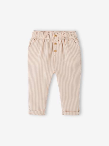Bebé-Pantalones, vaqueros -Pantalón a rayas con cintura elástica para bebé