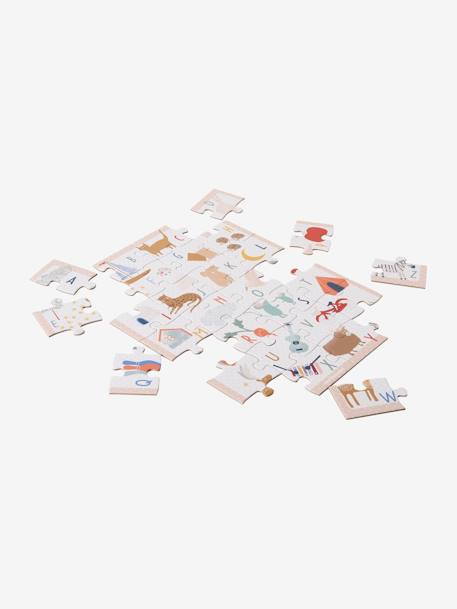 Puzzles abecedario con 28 piezas de cartón beige 