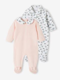 Pijamas y bodies bebé-Pack de 2 peleles de terciopelo para bebé