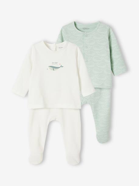 Bebé-Pijamas-Pack de 2 pijamas de 2 prendas de punto para bebé