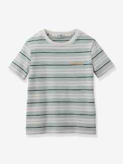 camisetas-Niño-Camiseta a rayas de algodón orgánico niño CYRILLUS