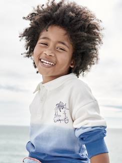 Niño-Jerséis, chaquetas de punto, sudaderas-Sudaderas-Sudadera con cuello polo y efecto «deep & dye» para niño