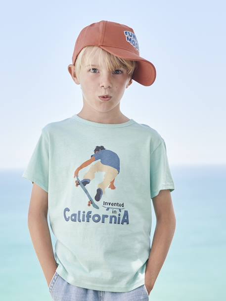 Camiseta de manga corta con motivos gráficos, para niño - azul claro liso  con motivos