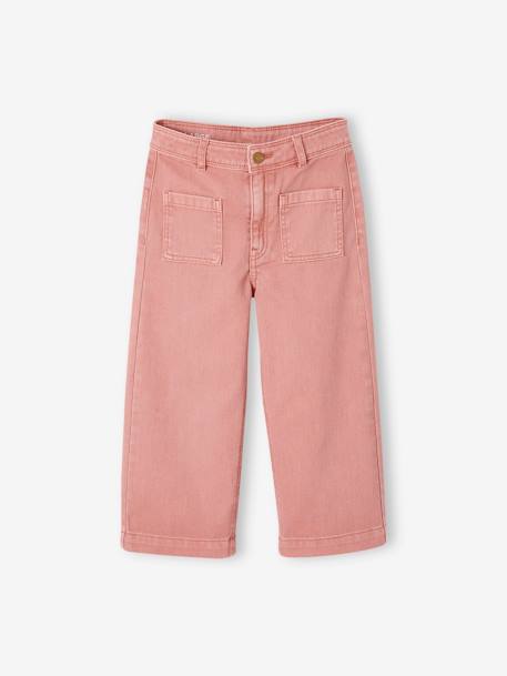 Pantalón pesquero ancho para niña crudo+rosa 