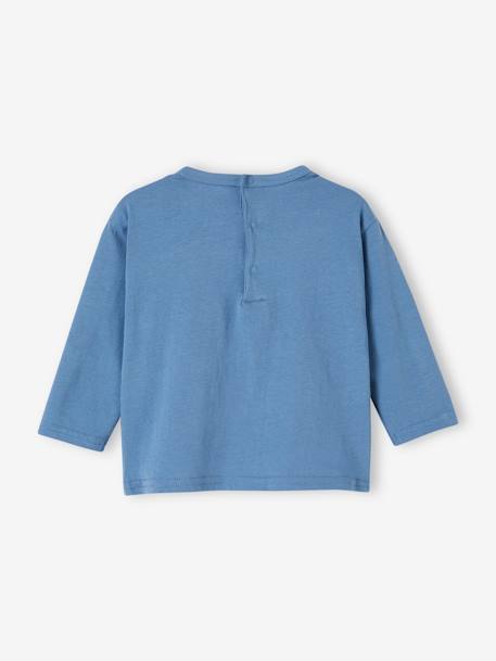 Camiseta personalizable para bebé de algodón orgánico azul+crudo 