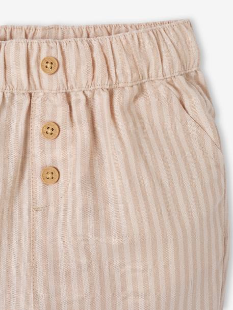 Pantalón a rayas con cintura elástica para bebé beige arena 