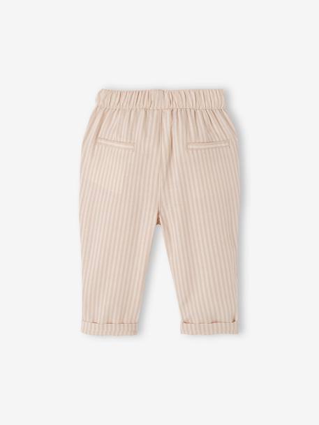 Pantalón a rayas con cintura elástica para bebé beige arena 