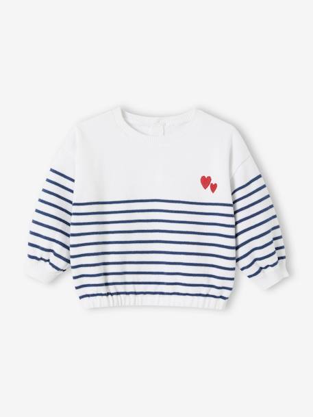 Jersey estilo marinero bordado para bebé rayas azul marino 
