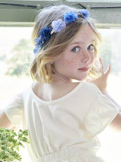 Niña-Accesorios-Corona de flores azul y dorada niña