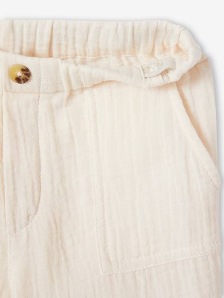 Pantalón unisex infantil de gasa de algodón orgánico crudo 