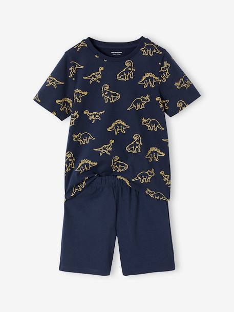 Pack de 2 pijamas con short dinosaurio para niño azul marino 