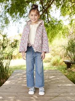 Pantalones y Vaqueros-Niña-Vaqueros anchos con cinturón de flores para niña