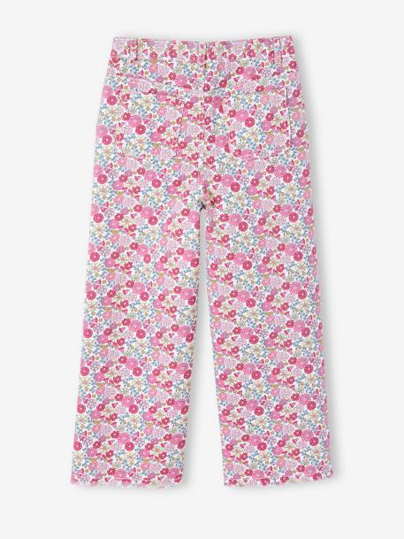 Pantalón ancho con flores para niña rosa 