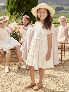 Niña-Vestidos-Vestido de ceremonia de tul bordado de flores para niña