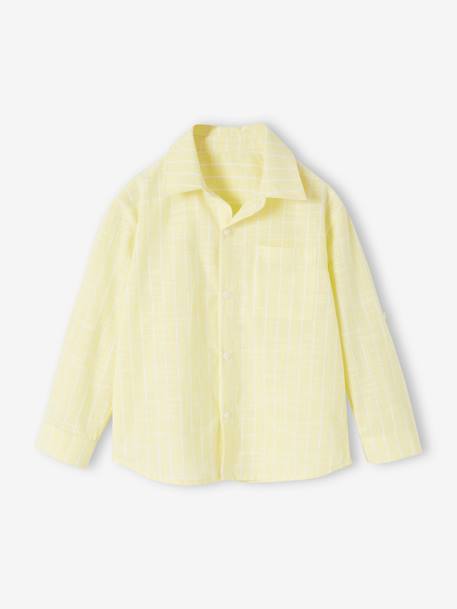 Camisa a rayas efecto lino para niño amarillo pastel 