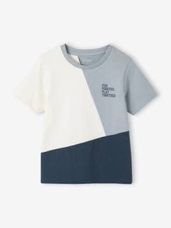 camisetas-Camiseta colorblock de manga corta para niño
