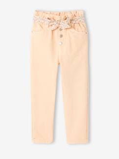Pantalones y Vaqueros-Niña-Pantalones-Pantalón «paperbag» y cinturón pañuelo con estampado de flores para niña