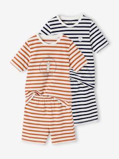 Pijamas y bodies bebé-Niño-Pack de 2 pijamas con short a rayas para niño