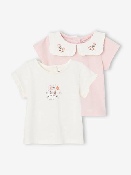 Bebé-Pack de 2 camisetas de algodón orgánico para bebé recién nacido