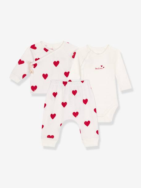 Toda la Selección-Bebé-Conjunto de 3 prendas con estampado corazón PETIT BATEAU