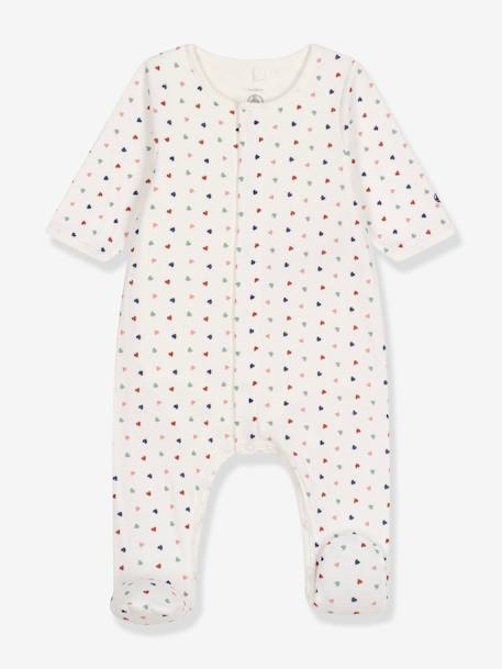Body-pijama con corazones para bebé PETIT BATEAU blanco estampado 