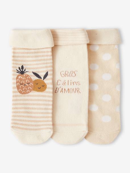 Ecorresponsables-Bebé-Calcetines, leotardos-Pack de 3 pares de calcetines "piña" para bebé