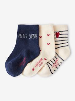 -Pack de 3 pares de calcetines de corazones para niña