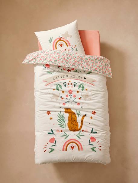 Conjunto de funda nórdica + funda de almohada infantil con algodón reciclado LATINO VIBES multicolor 