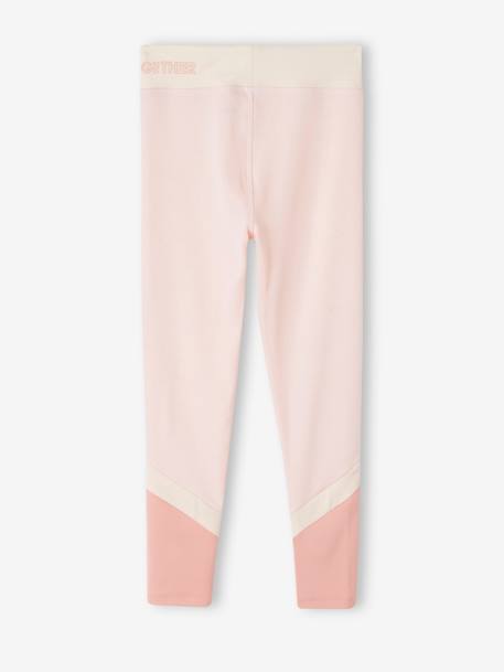 Leggings deportivos a franjas de tejido técnico para niña gris jaspeado+rosa 