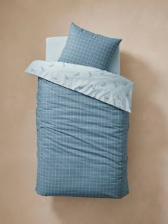 -Pack funda nórdica + funda de almohada básicos reversible CUADROS BICICLETAS, con algodón reciclado