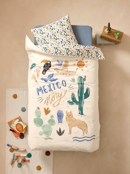 Conjunto de funda nórdica + funda de almohada con algodón reciclado MEXICOOL multicolor 