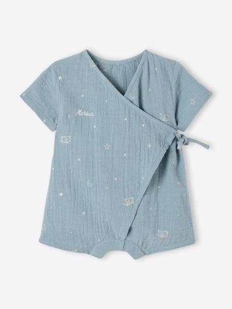 Ecorresponsables-Bebé-Pijamas-Pijama con short para bebé personalizable de gasa de algodón