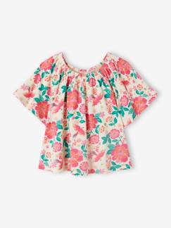 -Camiseta ablusada con mangas mariposa, para niña