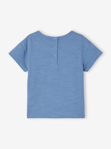Camiseta de manga corta para bebé «Paraíso» azul+crudo 