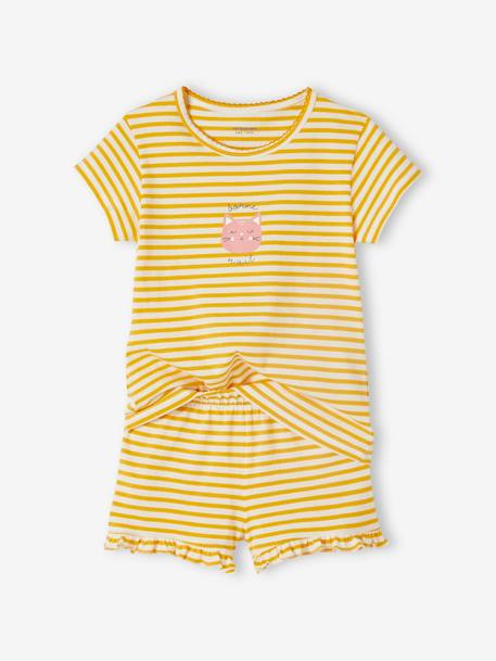 Pack de 2 pijamas con short con animales para niña amarillo 