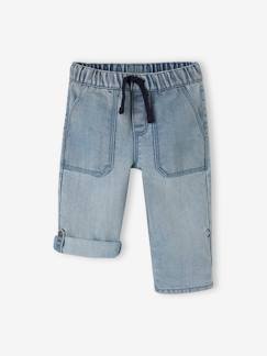 Niño-Pantalones-Pantalón pesquero de denim indestructible y transformable en bermudas, para niño
