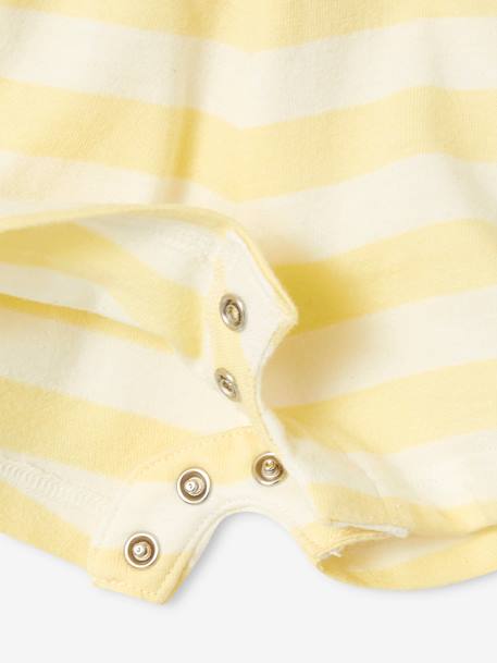 Monoshort Basics para bebé coral+rayas amarillas 